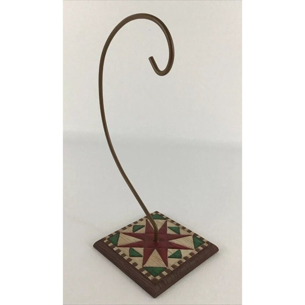 Jim Shore Ornament Holder ‘Square Quilt’ #105184 Patchwork Red Green 2002 New - Picture 2 of 9